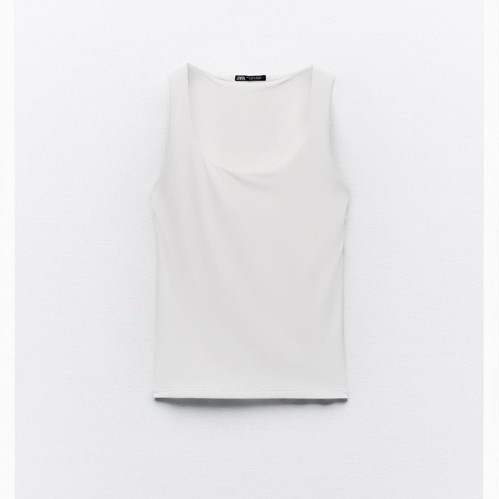 Zara White Wide Strap Polyamide Top T41
